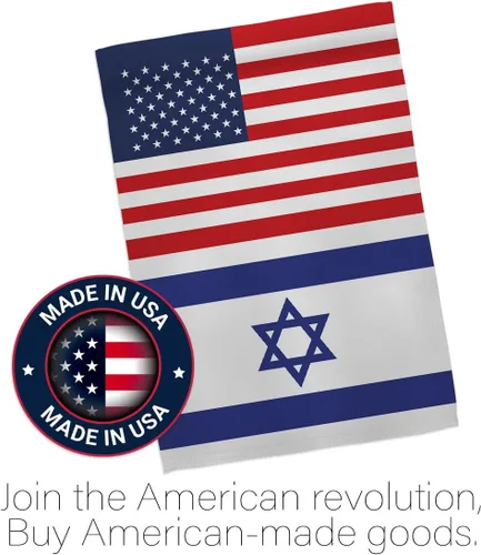 Vista 5 de Bandera israelí estadounidense de bandera de Israel, 2 piezas de pancartas de pared para habitación, patio, césped, jardín, tapiz interior al aire