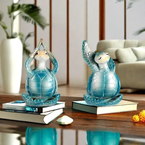 Vista 3 de Decoración de yoga de meditación de tortugas marinas, figuras de tortuga de resina, estatua de tortuga espiritual, estatuas de yoga para meditar