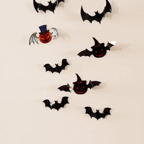 Vista 4 de 12 calcomanías de pared extraíbles para decoración mural 3D, calcomanías de murciélago para ventana de Halloween, vinilo decorativo para decoración