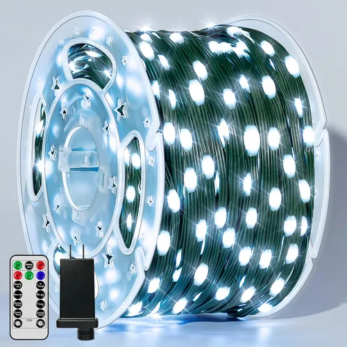 Vista 9 de BrightChristmas Luces de Navidad de 600 LED de 196 pies, tira de luces impermeables para exteriores con control remoto y temporizador, luces