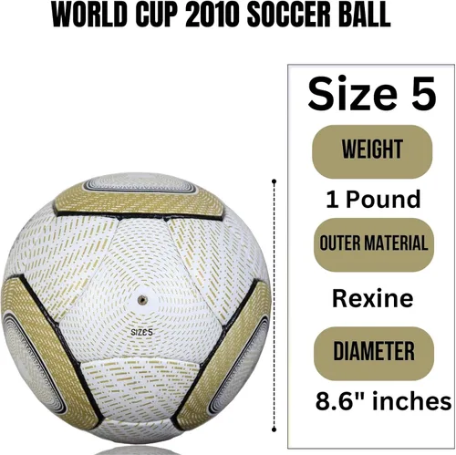 Vista 3 de Copa Mundial de Fútbol Balón 2010 Sudáfrica Famosa Réplica de Pelota de Partido, 2010 Bola de Copa Mundial está hecha de Rexine Premium, Balón