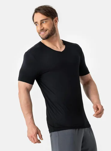 Vista 3 de DAVID ARCHY Camiseta interior de rayón de bambú para hombre que absorbe la humedad, cuello redondo, cuello redondo, camisetas para hombres, paquete