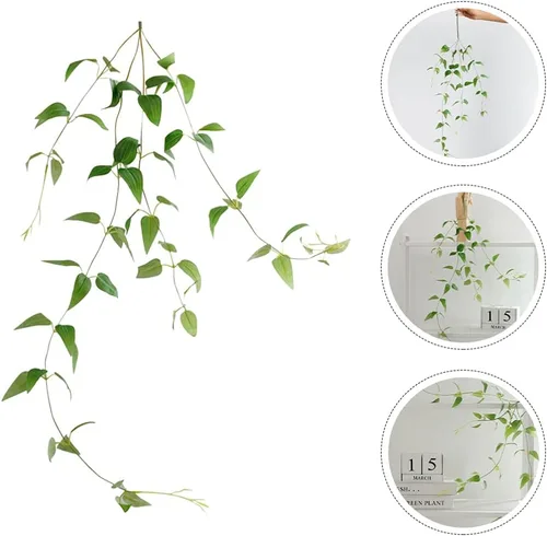 Vista 5 de VOSAREA 1 planta artificial de ratán Clematis Decoración de pared sin riego falso vegetación