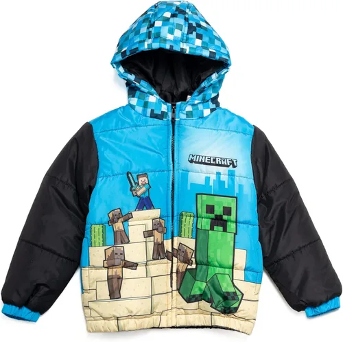 Vista 3 de Minecraft Abrigo de invierno con cremallera para niño pequeño a niño grande