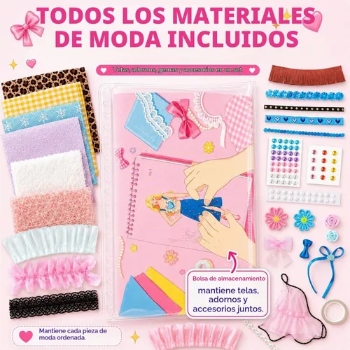 Vista 6 de AGENTLAN Kit de diseño de moda para niñas, libro de actividades de moda