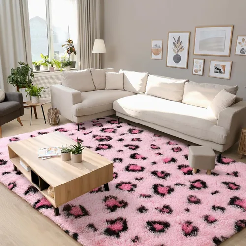 Vista 10 de BENRON Alfombras de pasillo rosas para dormitorio de niñas, estampado de leopardo, 2 x 6 pies para decoración de habitación de niños, guardería
