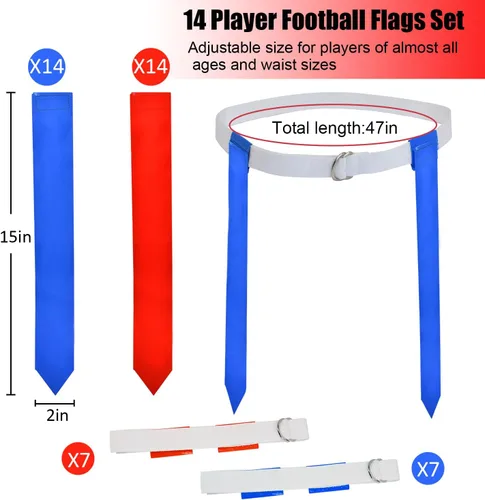 Vista 2 de Juego de banderas de fútbol para 14 jugadores/28 jugadores, incluye cinturones, banderas de fútbol, conos