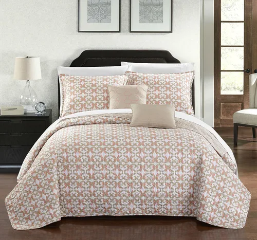 Vista 2 de Chic Home QS3436-AN Anat - Juego de edredón de 5 piezas, tamaño King, color blanco y blanco Apagado/blanco