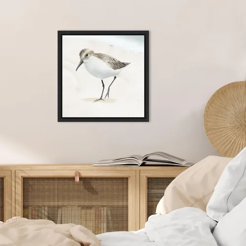 Vista 5 de Amanti Art Framed Canvas Wall Art 16x16 Sandpiper on the Beach II by Lucca Sheppard, Framed Wall Art Canvas, Animals Artwork, Modern Decor, Small