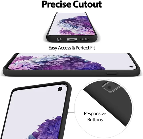 Vista 5 de GOOSPERY Funda de silicona líquida para Samsung Galaxy S10 Plus (2019) 6.4 pulgadas Jelly Rubber Bumper Case con forro de microfibra suave - Negro