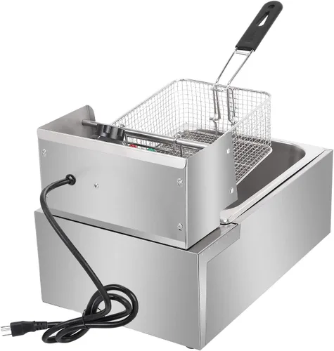 Vista 3 de ZOKOP - Freidora eléctrica de 6 L, freidora de cocina, freidora francesa de acero inoxidable para encimera con canasta, 2500 W