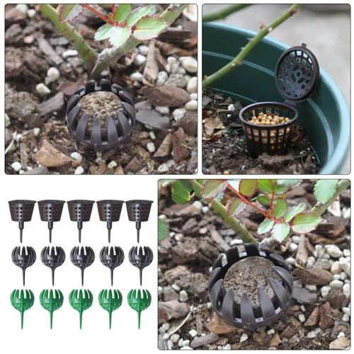 Vista 8 de Taza de plástico Flor Mini con control de red Cesta de vivero Suministros de nutrición para el hogar Herramienta de planta Cubierta de tienda Estaca