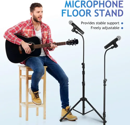 Vista 9 de Luxshiny Soporte de micrófono de trípode ajustable con bolsa de transporte, soporte de micrófono de suelo estable y portátil para cantar rendimiento