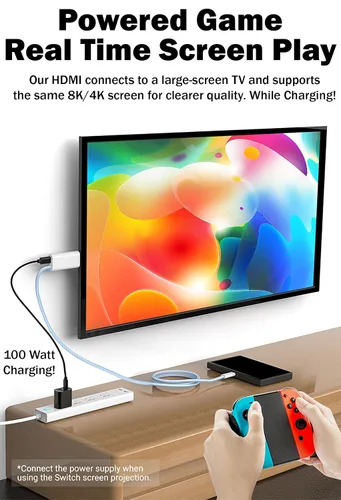 Vista 3 de PRO USB tipo C HDMI 8K compatible con RedMagic 11 Pro +100 W Cable de soporte de alimentación a Full 8k 7680x4320@30Hz/4k 2160p @60Hz
