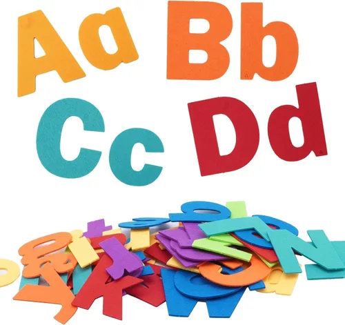 Vista 7 de CHEFAN Letras de Alfabeto de Fieltro, Juguetes de Aprendizaje del ABC, 26 Letras Minúsculas y 26 Letras Mayúsculas de Ortografía