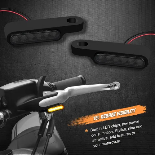 Vista 4 de NTHREEAUTO Señales de giro LED de manillar Mini intermitentes de motocicleta Luz marcadora de barra de manillar Compatible con Harley Dyna Sportster
