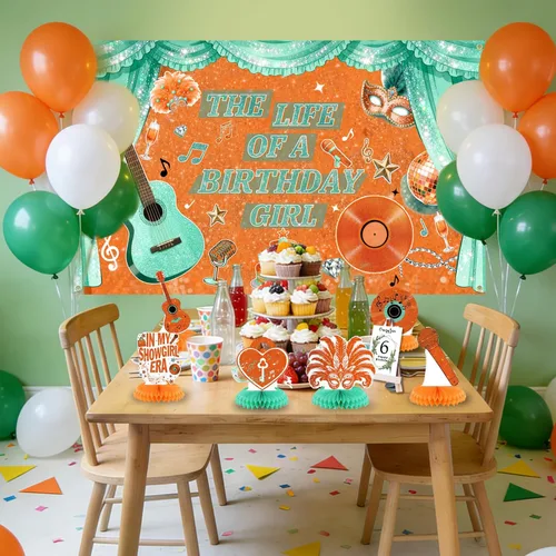 Vista 8 de Decoraciones para fiesta de cumpleaños de niña en My Showgirl Era, telón de fondo para fiesta de cumpleaños de Showgirl, decoración de fiesta