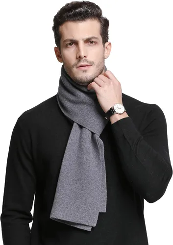 Vista 15 de RIONA Men's 100 Australian Merino Wool Scarf Knitted Soft Warm Neckwear negro (9001_black)