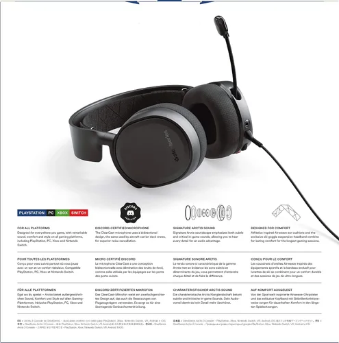 Vista 8 de SteelSeries Arctis 3 Console Auriculares estéreo con cable para juegos para PlayStation 54, Xbox Series XS, Nintendo Switch, VR, Android e iOS