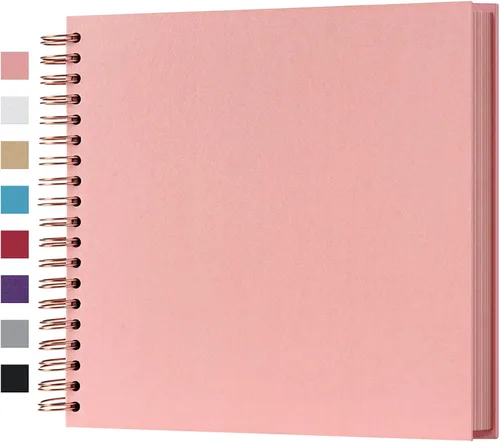 Vista 40 de potricher Álbum de Recortes DIY de 7 x 7 Pulgadas, 40 Páginas, Tapa Dura, Papel Kraft, Álbumes de Fotos para Recortes, Libro de Recuerdos para Bodas