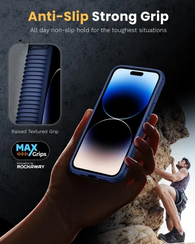Vista 3 de Rockaway Funda magnética para iPhone 14 Pro Max, compatible con MagSafe, antideslizante, resistente a prueba de golpes, para iPhone 14 Pro Max