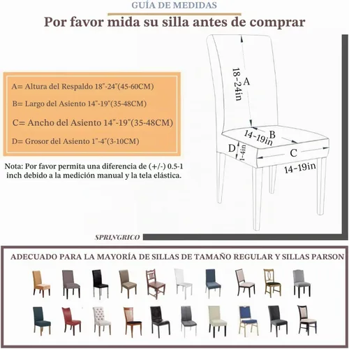Vista 6 de SPRINGRICO Juego de 4 fundas para sillas de comedor, fundas elásticas para sillas de comedor, de elastano lavables, fundas para sillas Parsons