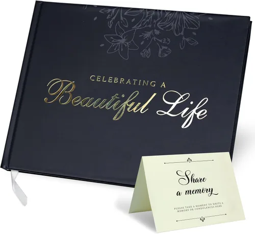 Vista 7 de Libro de invitados Only Zest Celebración de la Vida – Libro de invitados funerario para servicio conmemorativo Letrero de registro en memoria