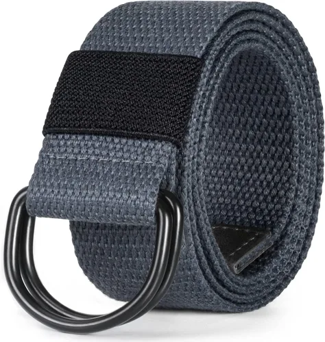 Vista 18 de Cinturón para mujeres y hombres de lona con hebilla negra 1 1/2" de ancho extra larga color sólido