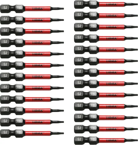 Vista 43 de TMAX Juego de puntas de destornillador de cabeza de estrella T6 Torx de 25 piezas, acero S2 de 6 puntos T-6 puntas de inserción de destornillador
