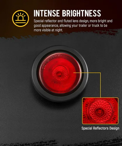 Vista 9 de Partsam - Juego de 5 luces redondas rojas de 6.3 cm con 13 LED para camiones de remolque, luces laterales de posición con reflectores, IP67 a prueba