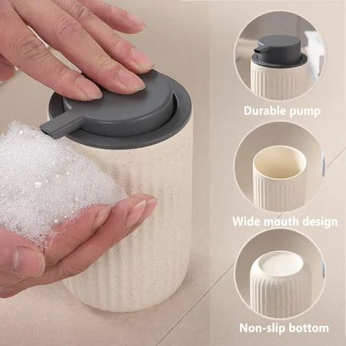 Vista 3 de Dispensador de jabón espumoso, dispensador de jabón líquido de espuma de cerámica para baño, dispensador de jabón de loción recargable de 12 onzas
