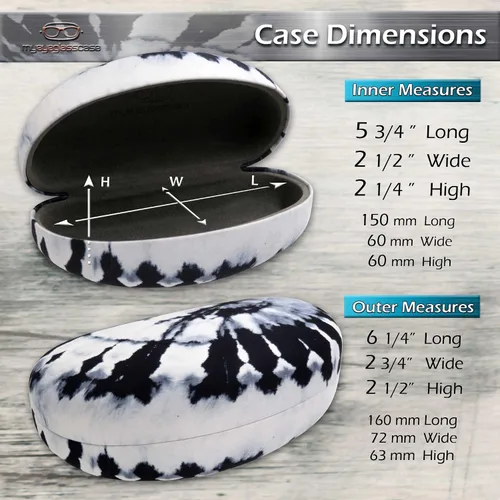 Vista 5 de MyEyeglassCase Estuche rígido grande para lentes de sol Se adapta a lentes de sol curvos grandes, con bolsa de microfibra y paño de limpieza