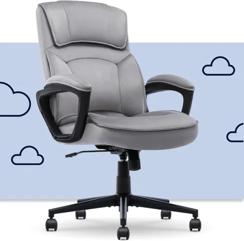 Vista 24 de Serta® Hannah Silla ejecutiva para oficina en casa, ergonómica de respaldo medio con soporte lumbar, cojín de asiento firme, almohadas corporales