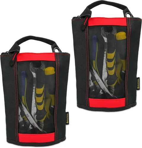 Vista 11 de MELOTOUGH Bolsa de sujetadores pequeña con cremallera, bolsa de herramientas de lona con cremallera, bolsa de utilidad con ventana de malla