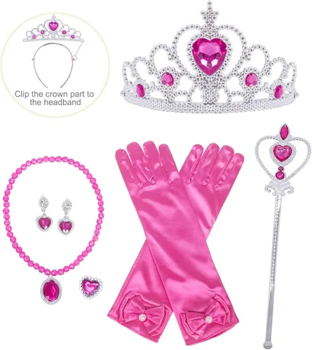 Vista 2 de HenzWorld Little Mermaid Princess Dresses for Girls Mermaid Costume Birthday Party Dress up Outfit Jewels Accessories