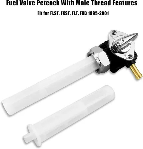 Vista 2 de Válvula de combustible Petcock con rosca macho para Harley FLST FXST FLT FXD 1995-2001 Reemplaza 61338-94D Compatible con Harley FLST FXST FLT FXD