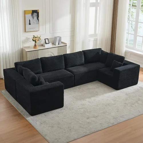Vista 20 de Sofá modular Cloud de 106 pulgadas con diván en forma de L, moderno sofá modular sin hueso con asiento profundo, sofás tapizados para sala de estar