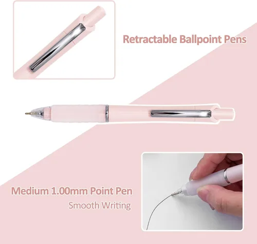 Vista 2 de Aisibeiger Bolígrafo de punta redonda con tinta negra, bolígrafos de bola con agarre súper suave, punta media de 1.0mm, bolígrafos de oficina
