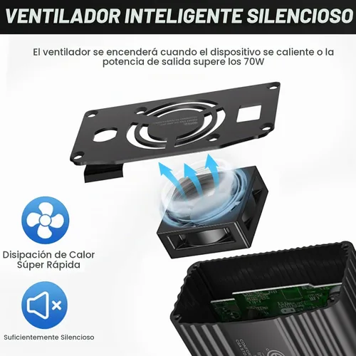 Vista 6 de BESTEK inversor de corriente de 300W de CC 12V a CA 110V, adaptador de carga para automóvil con carcasa de aluminio duradera y puerto de carga