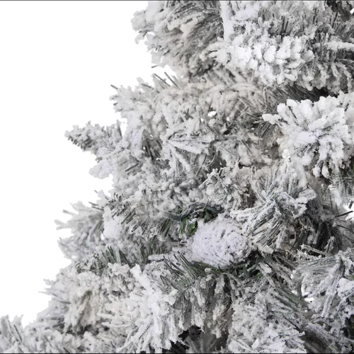 Vista 3 de Nearly Natural Árbol de Navidad artificial de pino de montaña de río blanco flocado de 7 pies con piñas