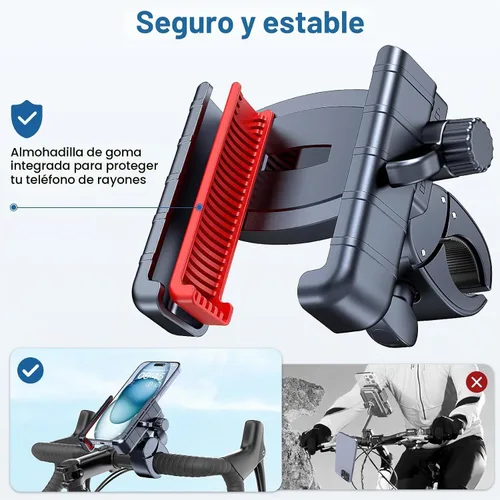 Vista 3 de Soporte de teléfono para bicicleta, bloqueo rápido, apto para cámaras, soporte de teléfono de motocicleta, abrazadera para manillar para cochecito
