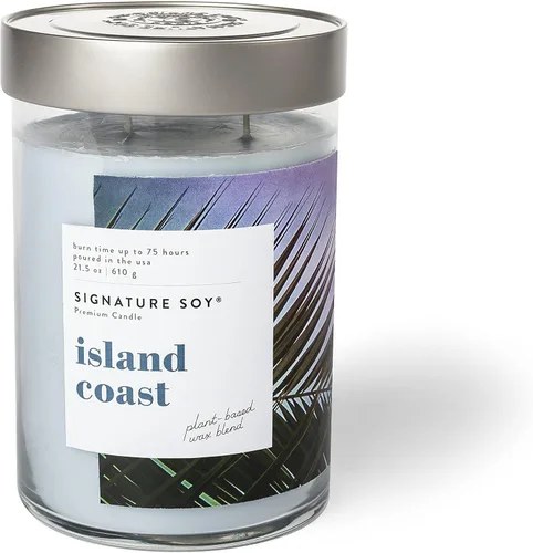 Vista 50 de Vela perfumada con tapa de Coastal Linen de Signature Soy Lino costero