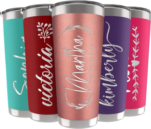 Vista 15 de Vasos personalizados, vaso de acero inoxidable de 20 onzas con tapa 13 diseños diferentes Tazas personalizadas de doble pared aisladas para café