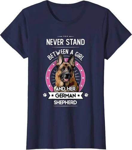 Vista 56 de Never Stand Between A Girl and Her German Shepherd T-Shirt Asphalt Grey