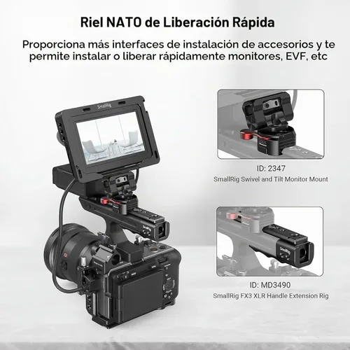 Vista 3 de SmallRig FX3 / FX30 XLR Plataforma de Extensión de Mango para Sony - MD3490