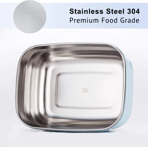 Vista 2 de Lille Home Fiambrera de acero inoxidable premium con exterior antideslizante, juego de 3, 15.9 oz, 30.4 oz, 1,4 L, a prueba de fugas, libre de BPA