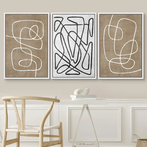 Vista 76 de SIGNWIN Lienzo enmarcado para pared, juego de arte neutro de bosque brumoso, ilustraciones en tono tierra, arte moderno, decorativo, bohemio