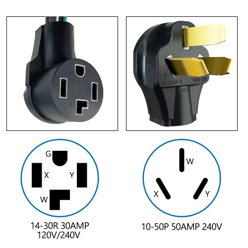 Vista 2 de NEMA 10-50P macho a secadora 14-30R hembra con cable de tierra, 30A, 125V/250V, 18.9 pulgadas