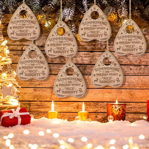 Vista 4 de Kajaia 12 piezas de adorno de Navidad con texto en inglés "Summoning the Holiday Spirit", regalo de Ouija, decoración de Navidad de Navidad