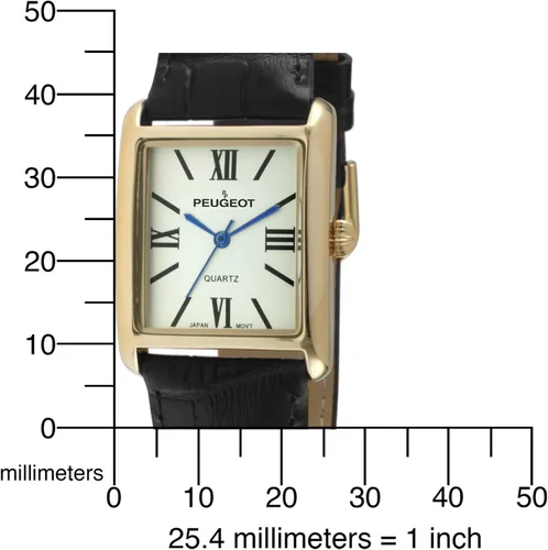 Vista 7 de Peugeot reloj de mujer enchapado en oro 14K, correa de cuero